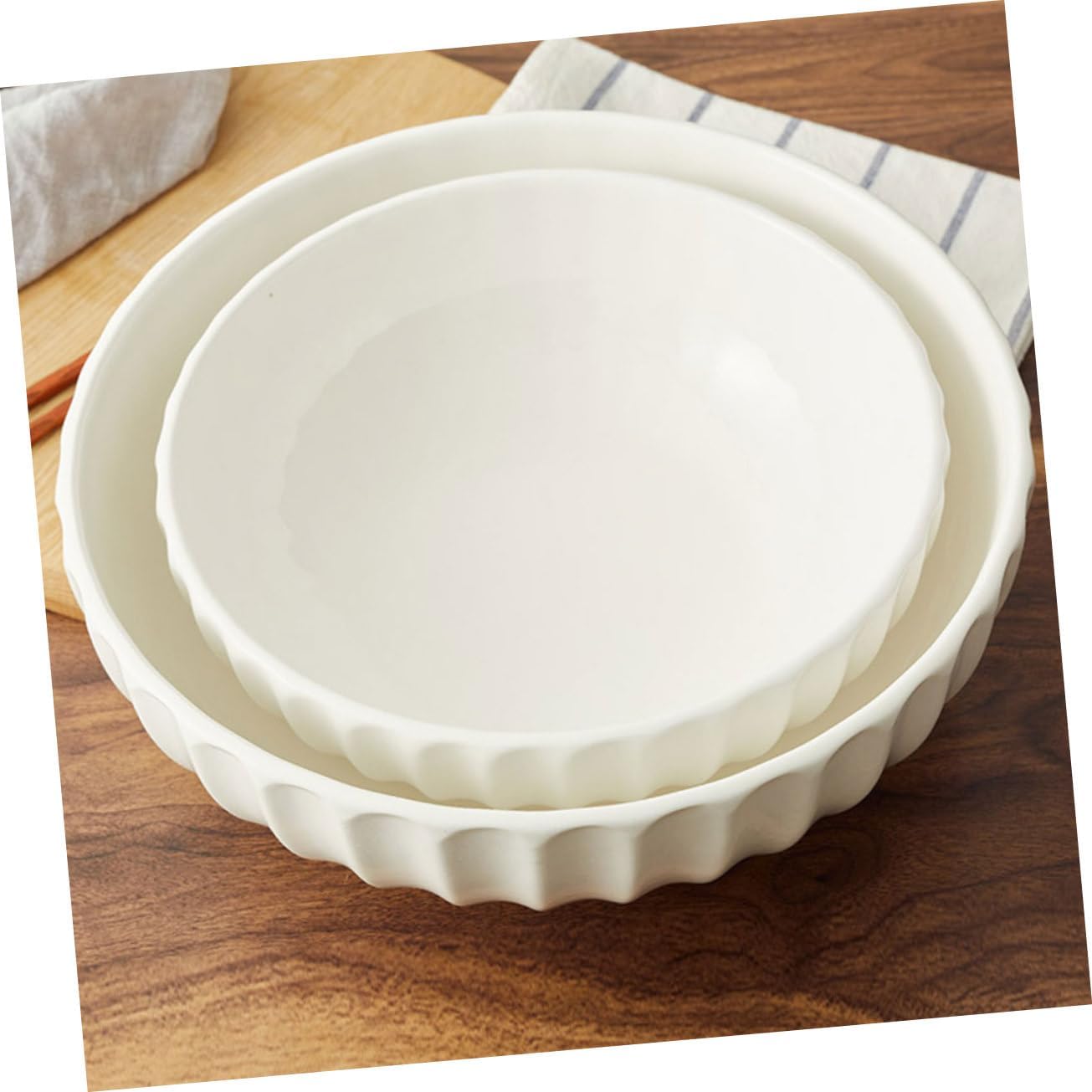 1pc Ceramic Soup Basin Pumpkin-shaped Mixing Bowl White Household Container for Soup Noodles and Food Storage for Home and Kitchen Use