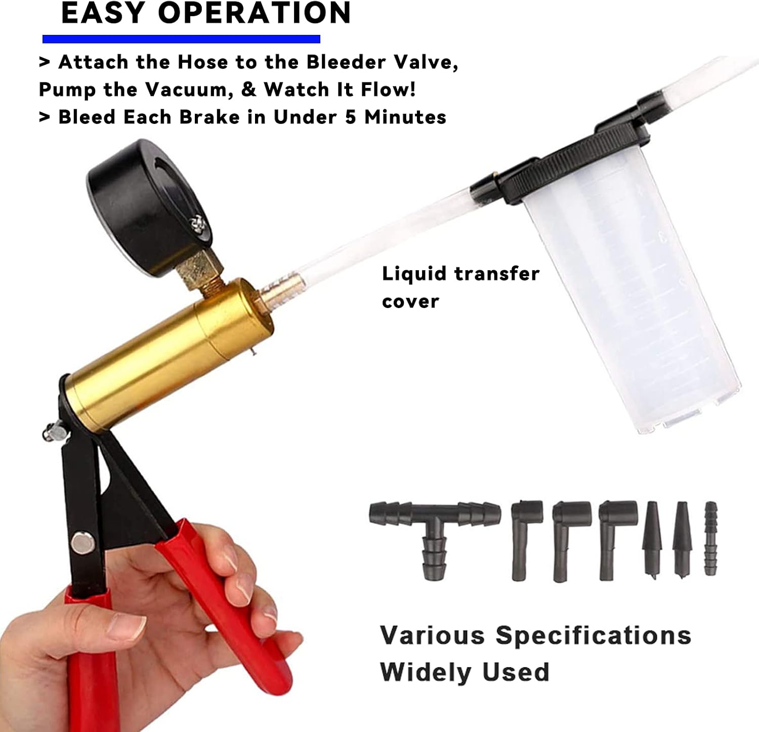 XiTuanYuan Brake Bleeder Kit，Vacuum Pressure Pump Tester Set Hand Held with Adapter Fluid Clutch Bleeding Tool for Automotive (Kit)