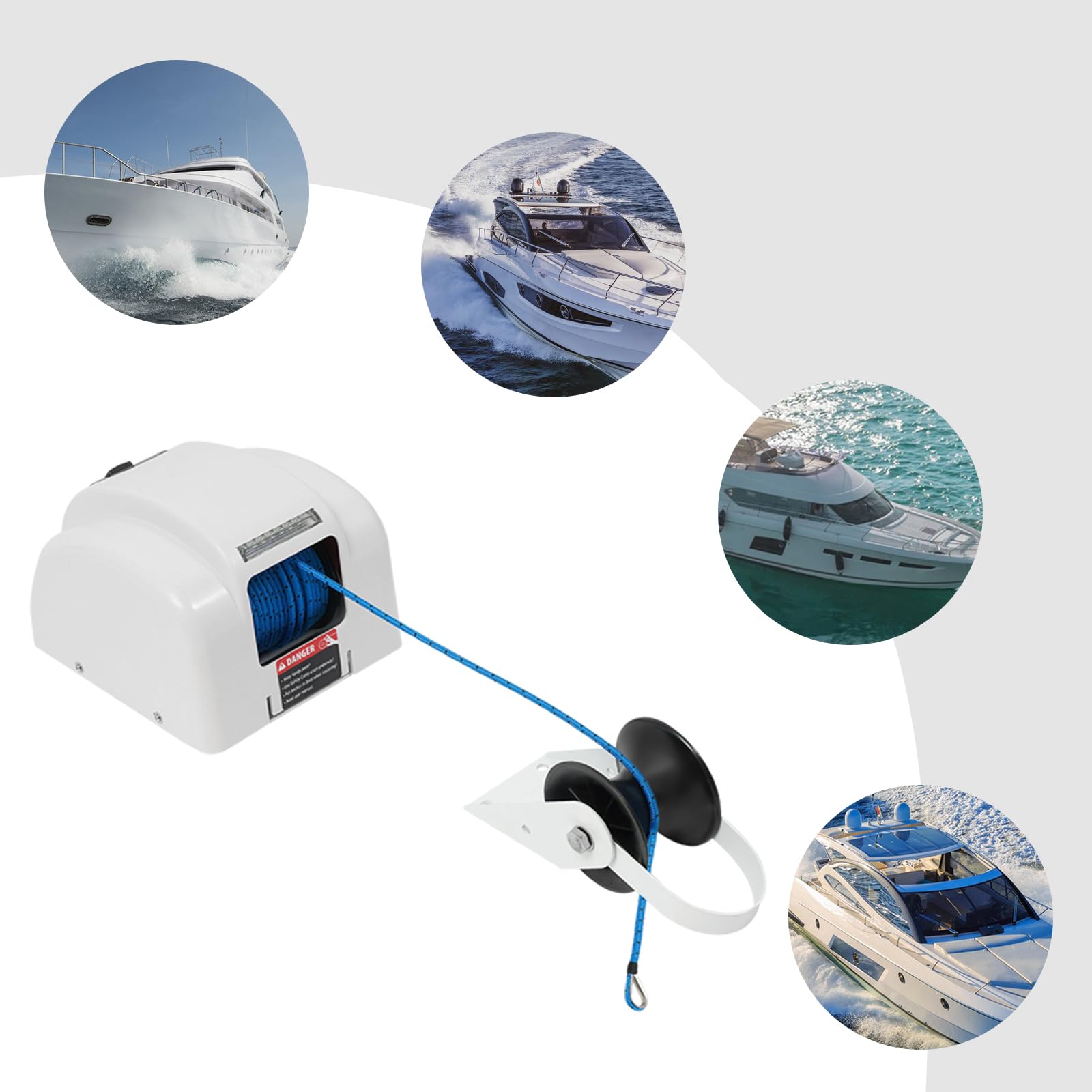 Salpa Ancora, verricello Elettrico, verricello con Telecomando, 45LBS & 700lbs e Corda di Nylon da 100 peidi, per Barche Fino a 24 peidi, Automatico