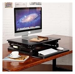 M1M Height Adjustable Sit Stand Desk Riser Foldable Laptop Desk Notebook Monitor Holder Stand with Keyboard Tray Black