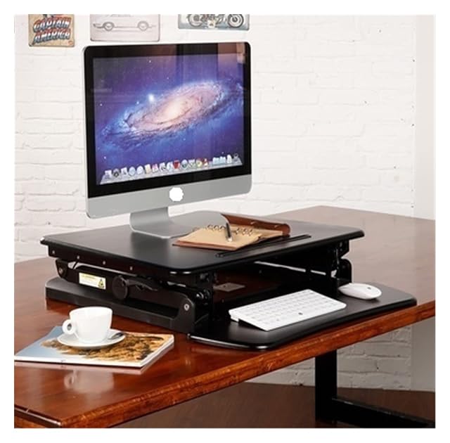 M1M Height Adjustable Sit Stand Desk Riser Foldable Laptop Desk Notebook Monitor Holder Stand with Keyboard Tray Black