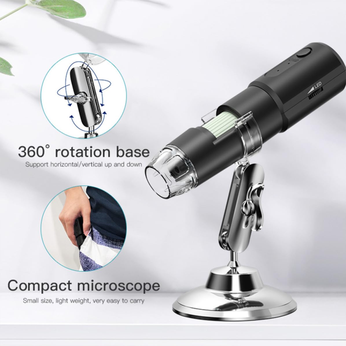 Microscopio Digital Inalámbrico USB de Alta Definición 1000x Negro