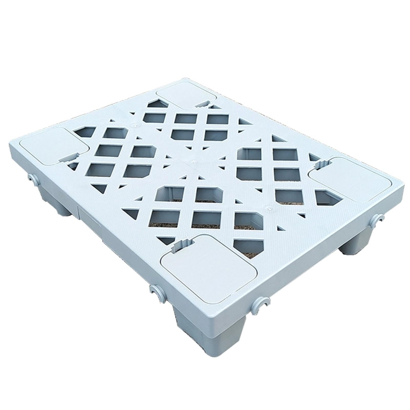 Pallet in plastica leggera, design a griglia traspirante, facile da impilare, ideale per cucina, supermercato, garage, armadio e stoccaggio all'aperto (grigio, 40 x 30 x 10 cm)