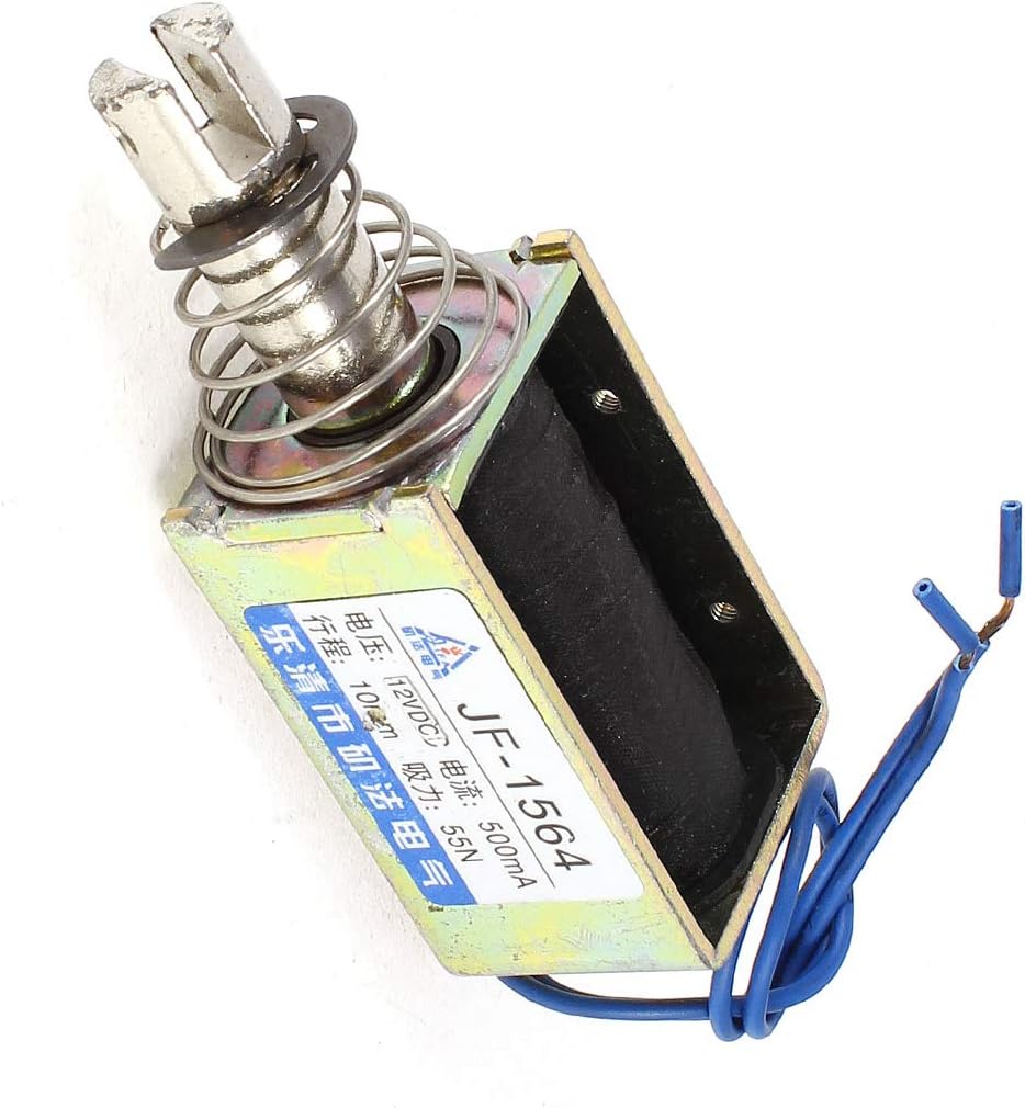 Aexit JF-1564 12V Electromechanical Products 0.5A 10mm 55N Pull Type Open Frame Solenoids Solenoid Electromagnet