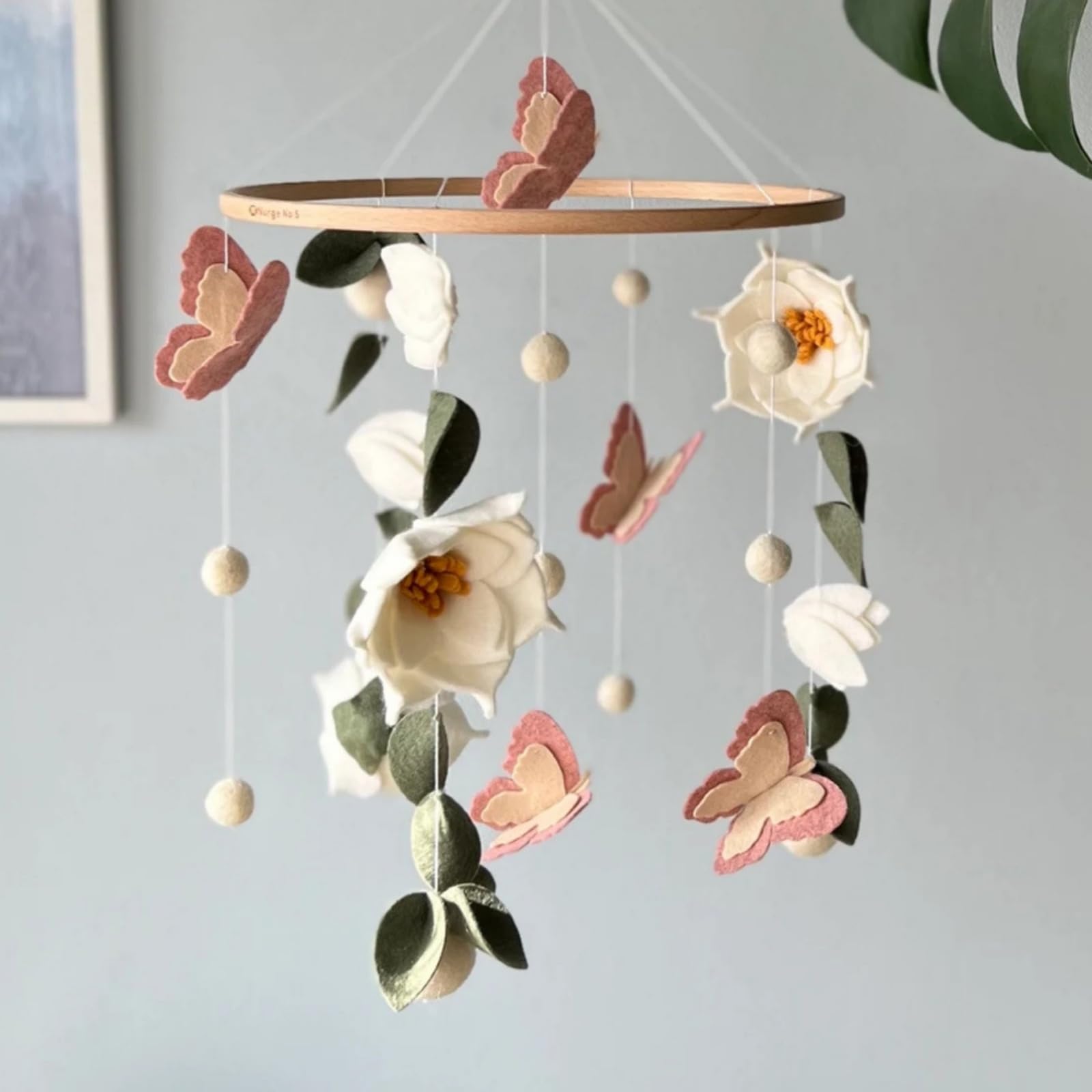 Baby Mobile - Blumen Schmetterlingen Baby Windspiele für Babybett, Mobile Baby Wickeltisch Mobile Babybett, Kinderzimmer Babyzimmer Deko, Geschenk für Baby Jungen und Mädchen
