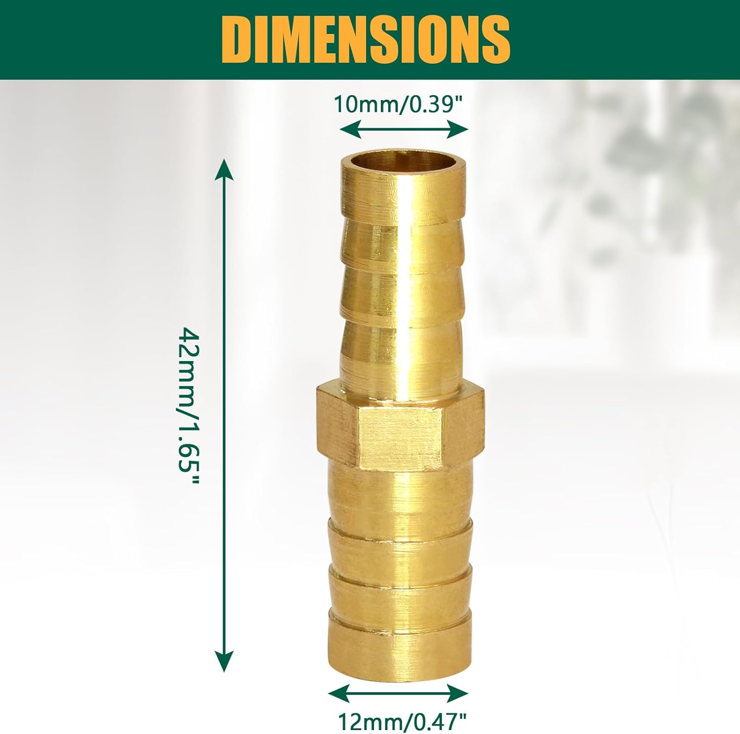 3 Pcs Brass Hose Barb Reducer, 1/2" to 3/8" OD Barb Reducer Splicer Mender Union Adapter Barbed Hose Fittings for Air Water Fuel