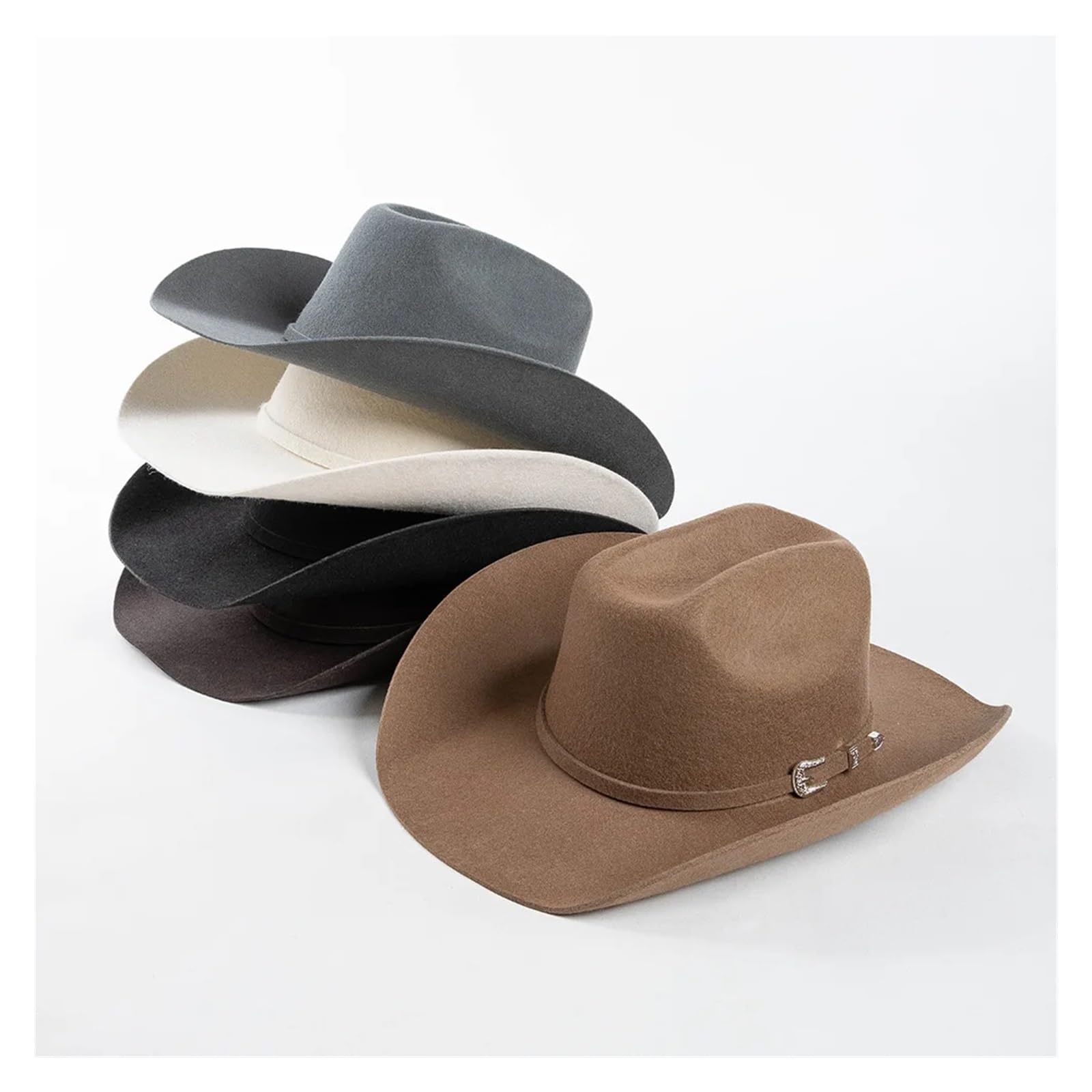 Sombrero Cowboy Sombrero vaquero de lana otoño e invierno accesorios del mismo color sombrero clásico Panamá rizado Retro