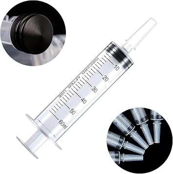 60ml needleless syringe, liquid syringe with cap, mouth, scientific laboratories, measurement, pack of 4
