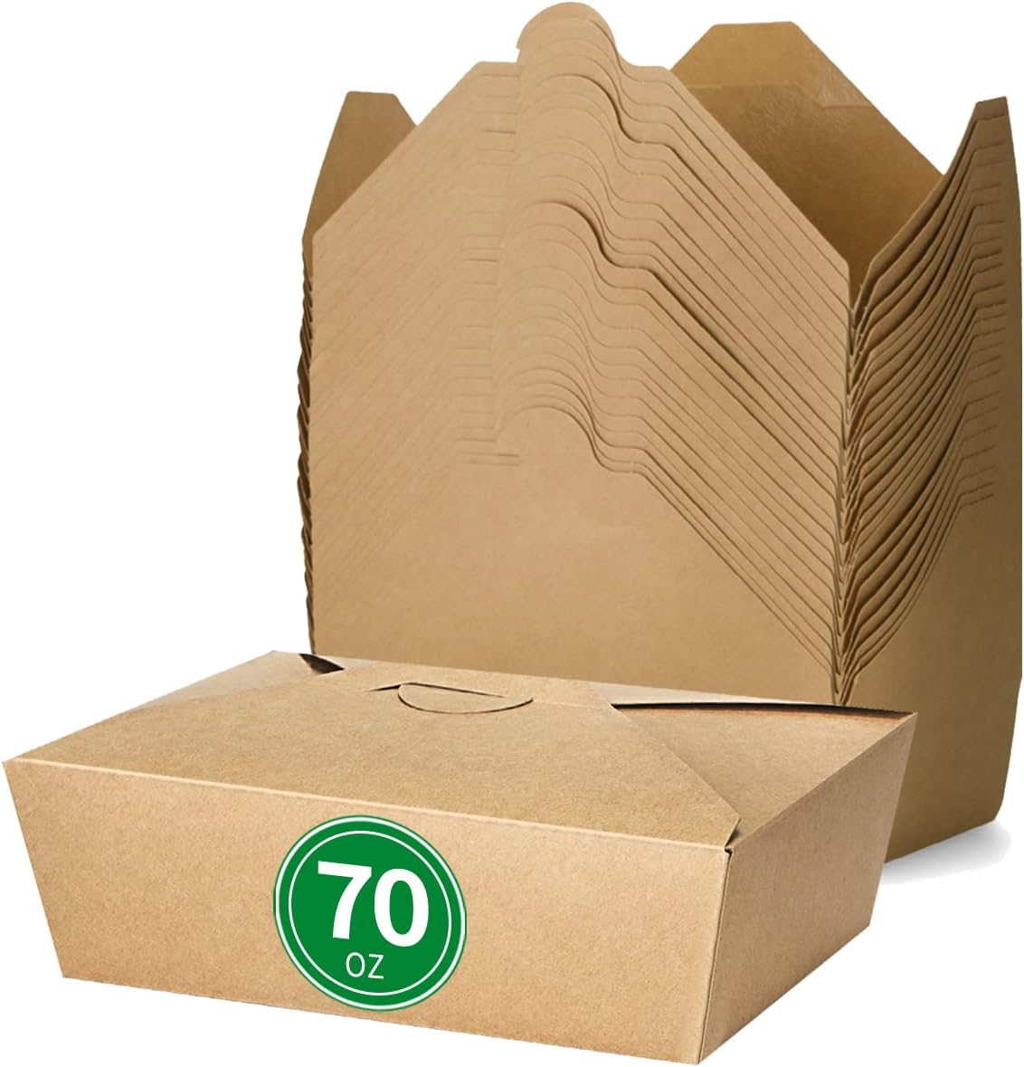 Bloomoon 50 Pack 70 oz Take Out Food Container Large Heavy Duty Microwavable Kraft