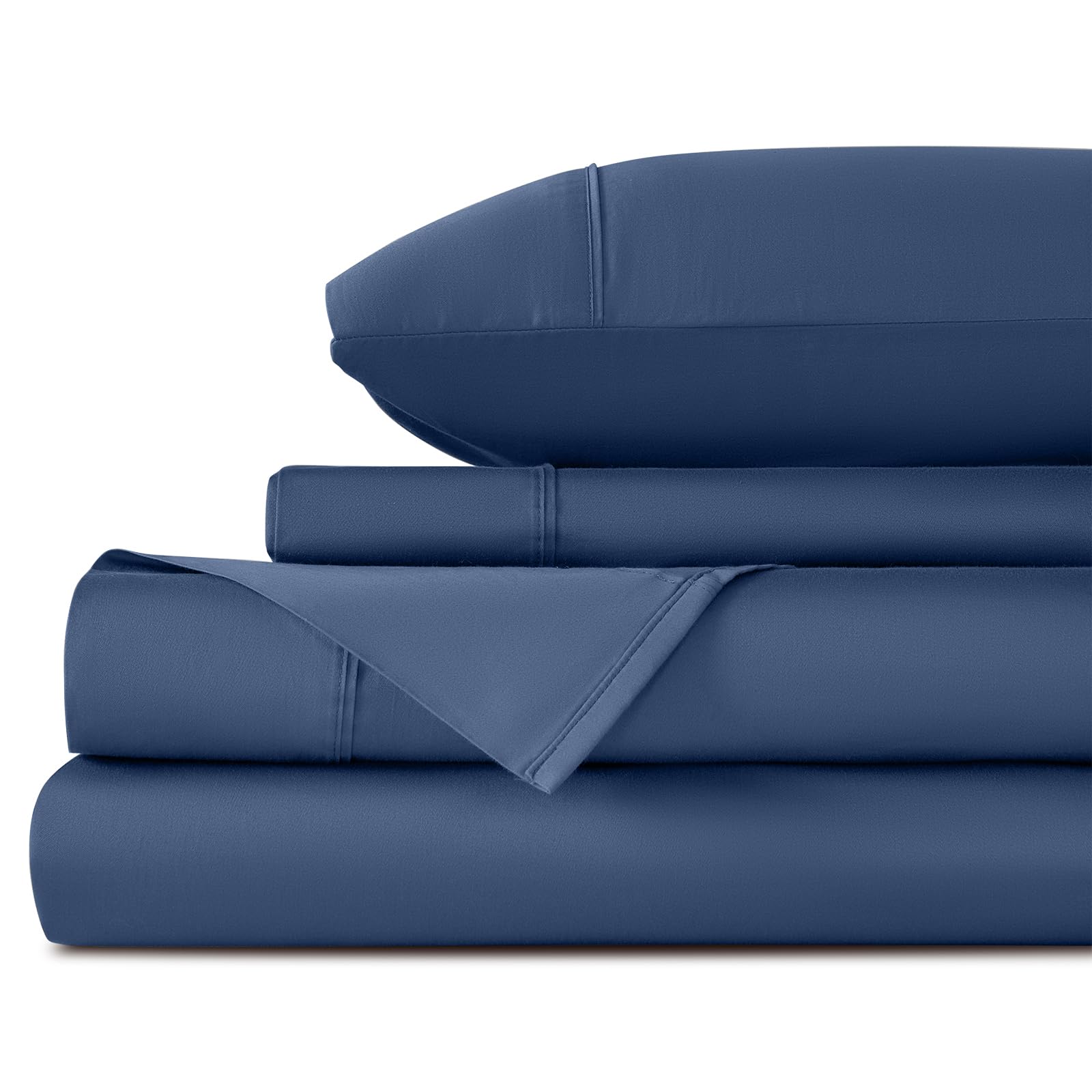 LBRO2M100% Egyptian Cotton 1200 Thread Count King Size Sheets Set,Bed Sheet 4 Piece Sets,16 inches Deep Pocket,All Season,Bedding Super Soft Comforterble,Navy Blue