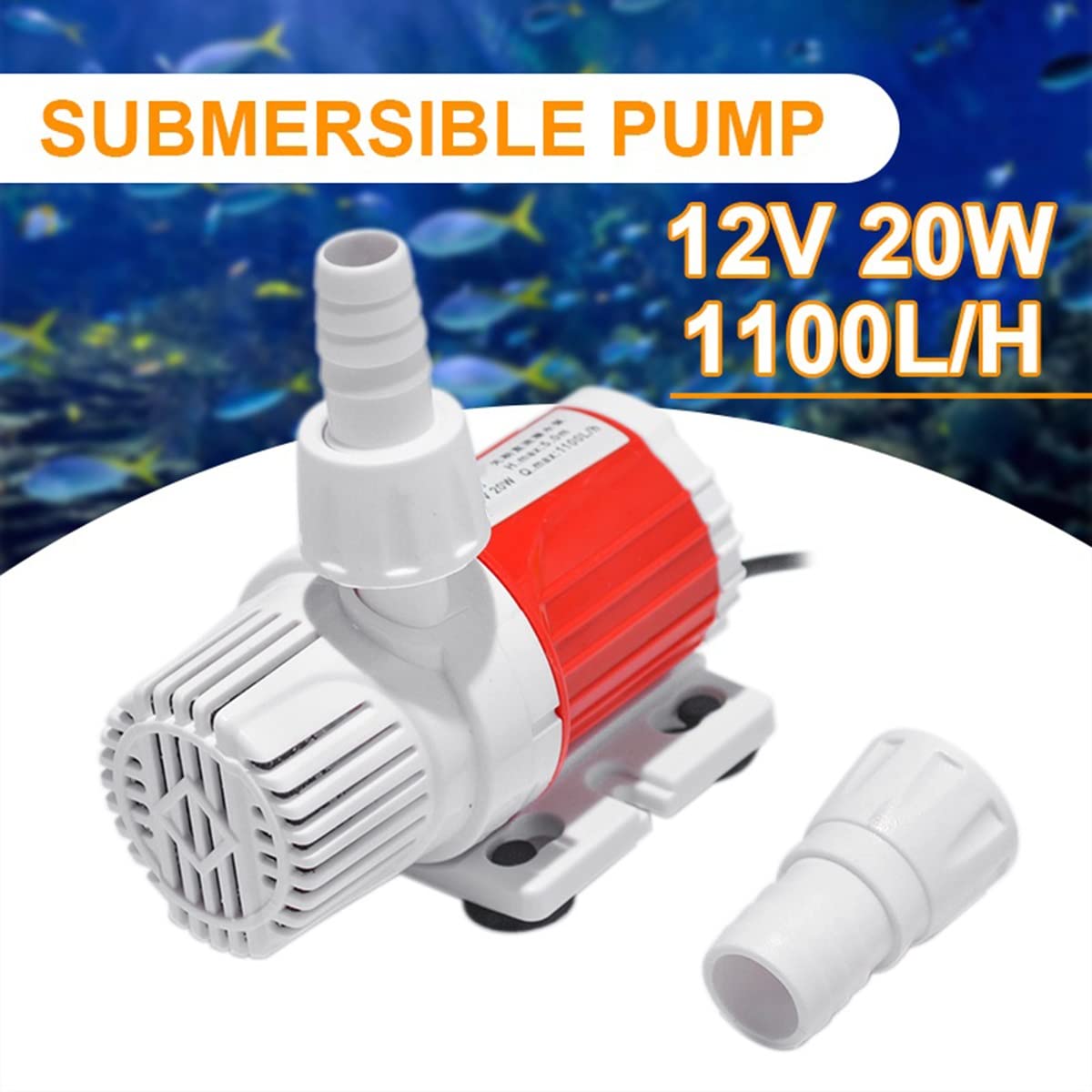 Pompe Submersible 12V 18W - Débit 800L/h, Hauteur 5 M | Pour Aquarium, Fontaine, Panneaux Solaires