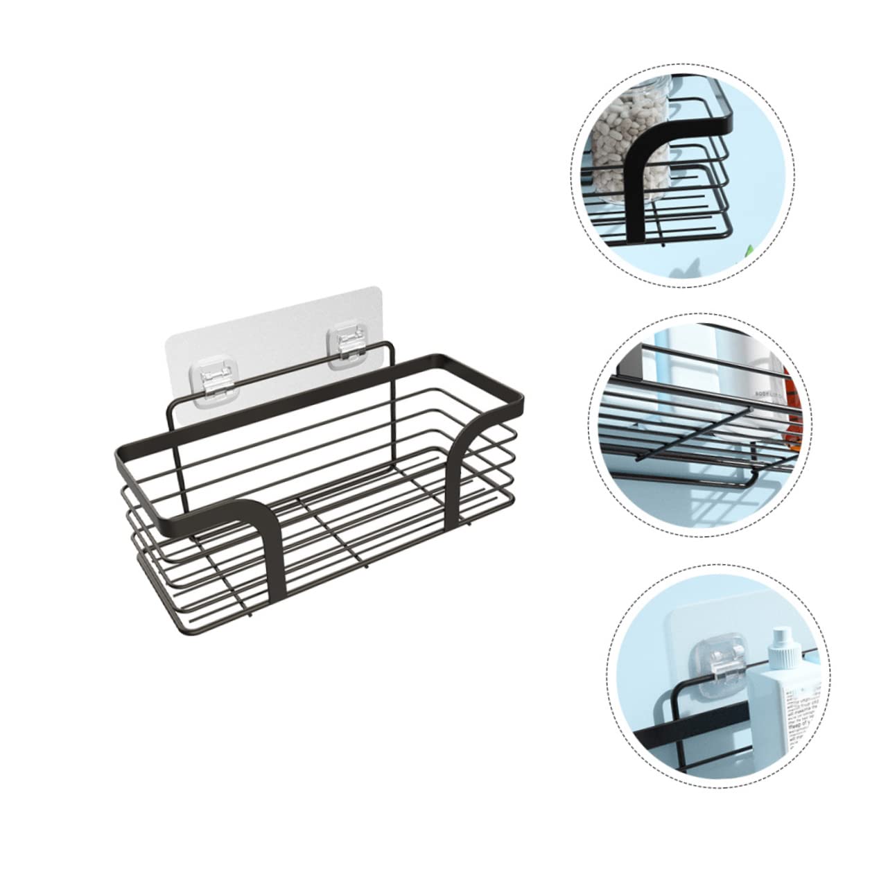 Anneome Estante de Ducha Adhesivo Negro de Acero Inoxidable 304 sin Taladro