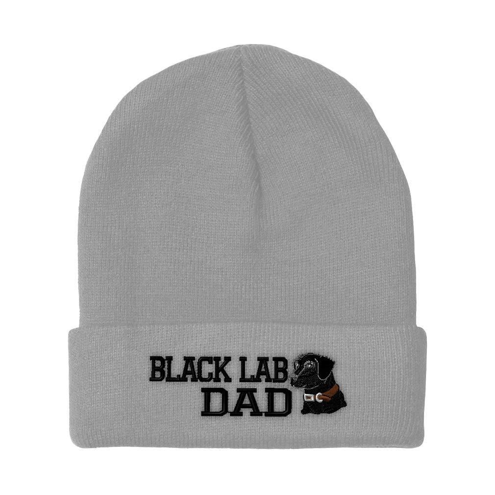 Speedy Pros Beanies for Men Black Lab Dad Embroidery Dogs Dog Winter Hats for Women Acrylic Skull Cap 1 Size Light Grey Design Only