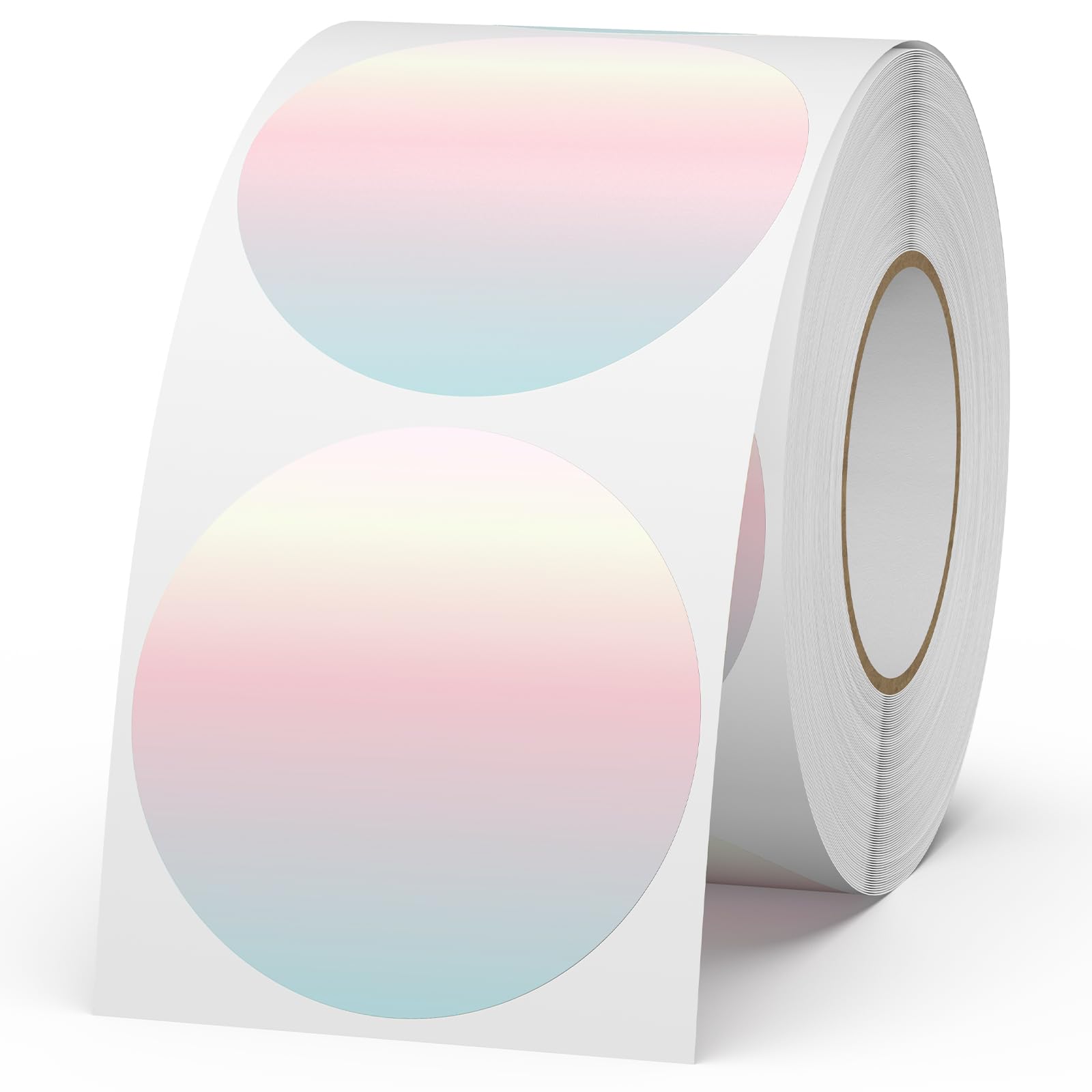 YIKIADA Red Gradient Thermal Labels Vinyl 2 Inch Self-Adhesive Circle Stickers Roll Waterproof Printable Round Decals Name Tag for QR Code DIY Office