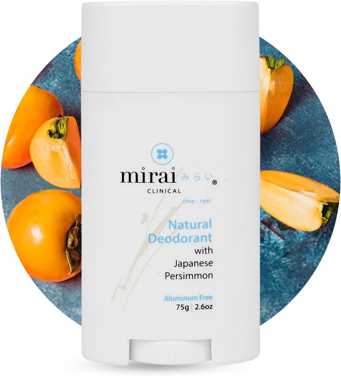 Mirai Clinical - All Natural Deodorant for Women and Men - w/Japanese Persimmon Extract - Full-Body Use - Aluminum, Fragrance, Paraben Free - Vegan - Helps to Eliminate Nonenal Odor - Unscented - 75g