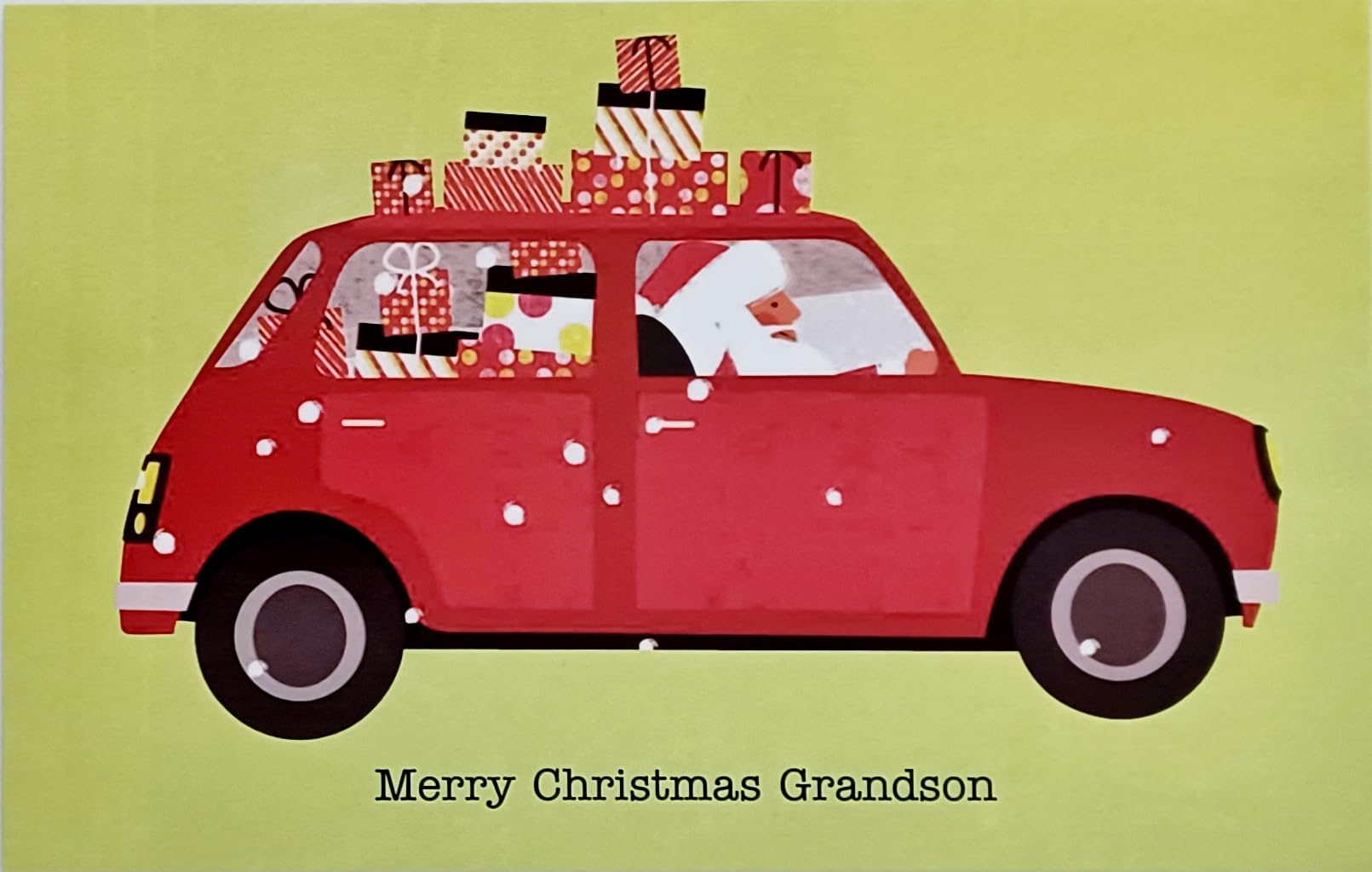 Greeting Card Merry Christmas Grandson - Cruising In To Send You A Lot of Love, White
