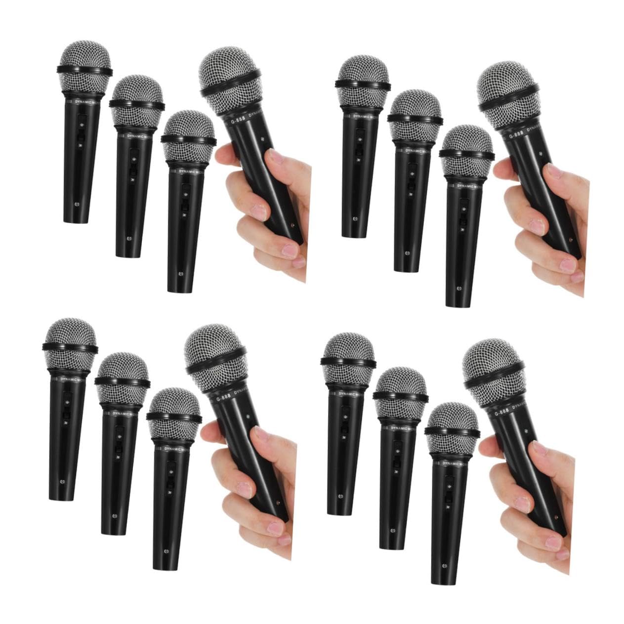 4 Micrófonos de Juguete Interactivos para Modelo de Micrófono de Plástico Negro Tamaño Mini Accesorios para Juegos de Escenario y Karaoke Infantiles