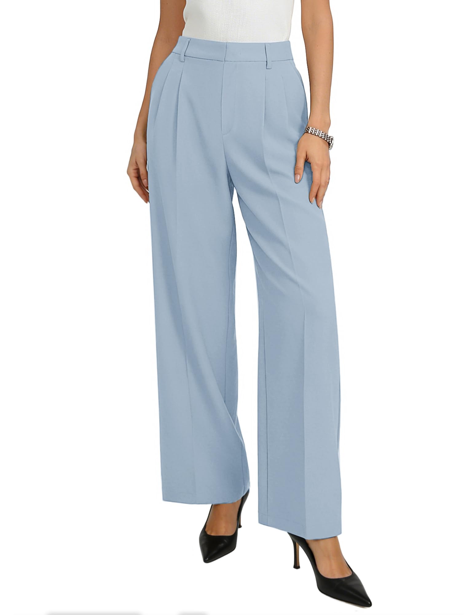 GRACE KARIN Anzughose Damen Elegante -Weite Stoffhose Hoch Taillierte- Business/Arbeit/Büro Outfit mit Taschen