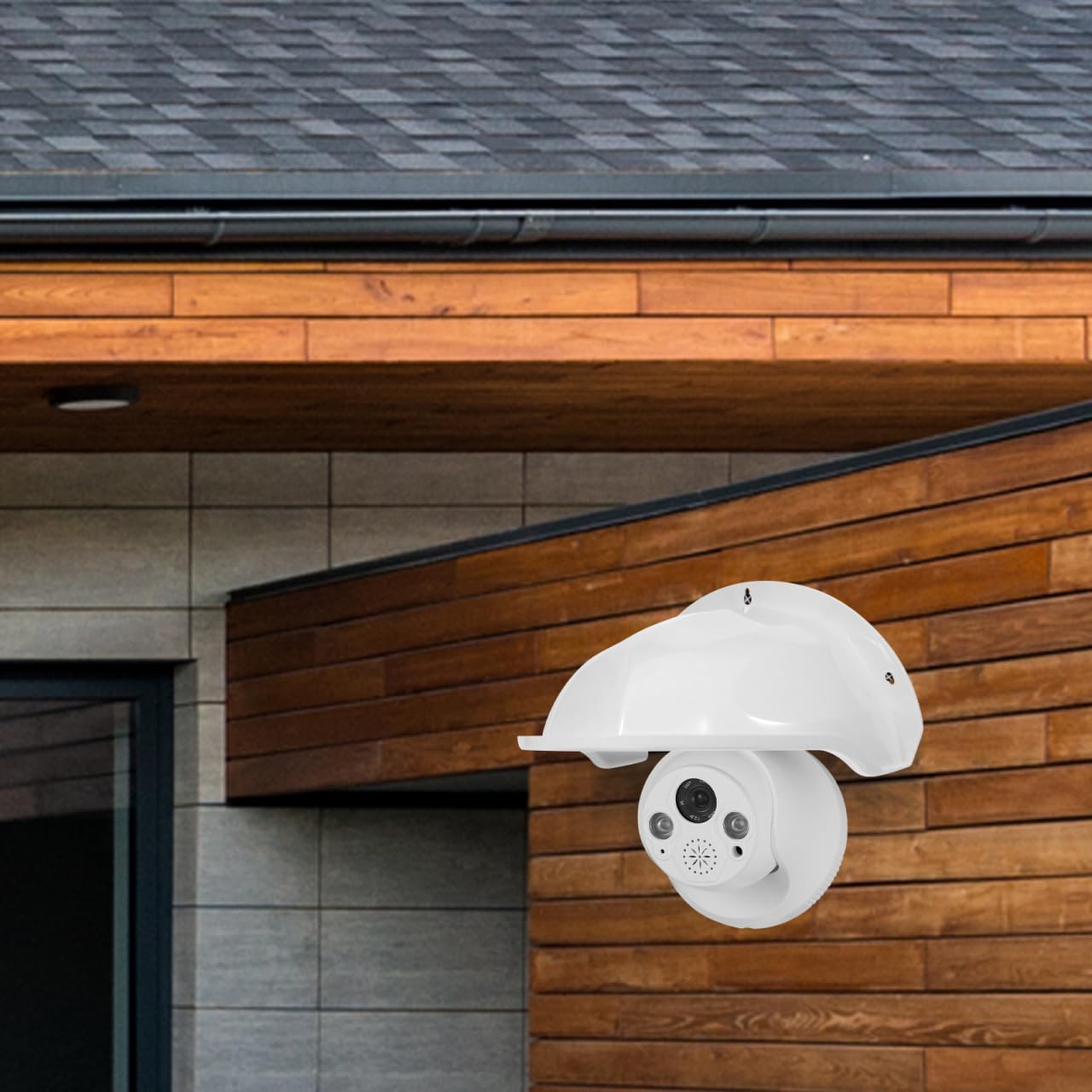 HOMSFOU 2 fundas protectoras universales para cámaras de seguridad al aire libre, color blanco