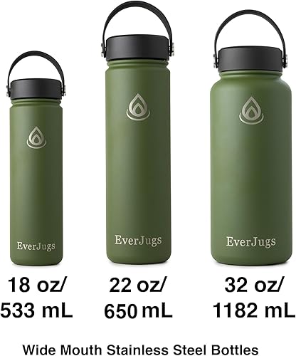 Miniatura 3 de Botella de agua de 22 onzas, boca ancha, botella de acero inoxidable de alta calidad con tapa de agarre, doble pared aislada al vacío, taza térmica,