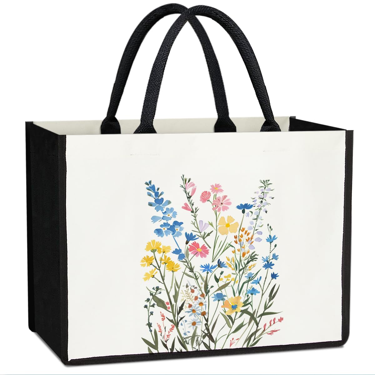 ltazhyi Flower Tote Bag Canvas Tote Bag For Women Floral Bag Beach Tote Bag Aesthetic Tote Bag For Travel Shopping