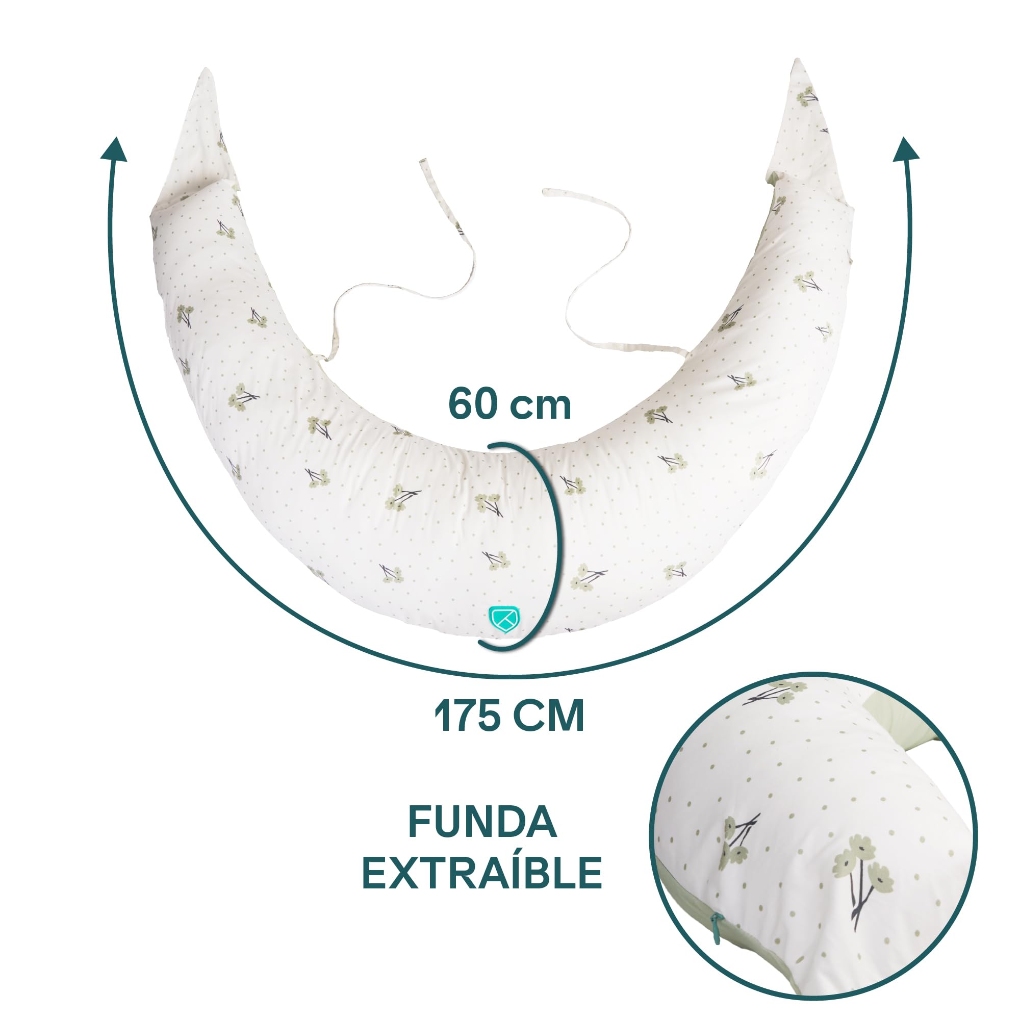 KOALA BABYCARE Cojin Lactancia Bebe y Almohada Embarazada para Dormir XL - Cojin Embarazada Multifuncion Funda Intercambiable 100% Algodón Desenfundable y Lavable