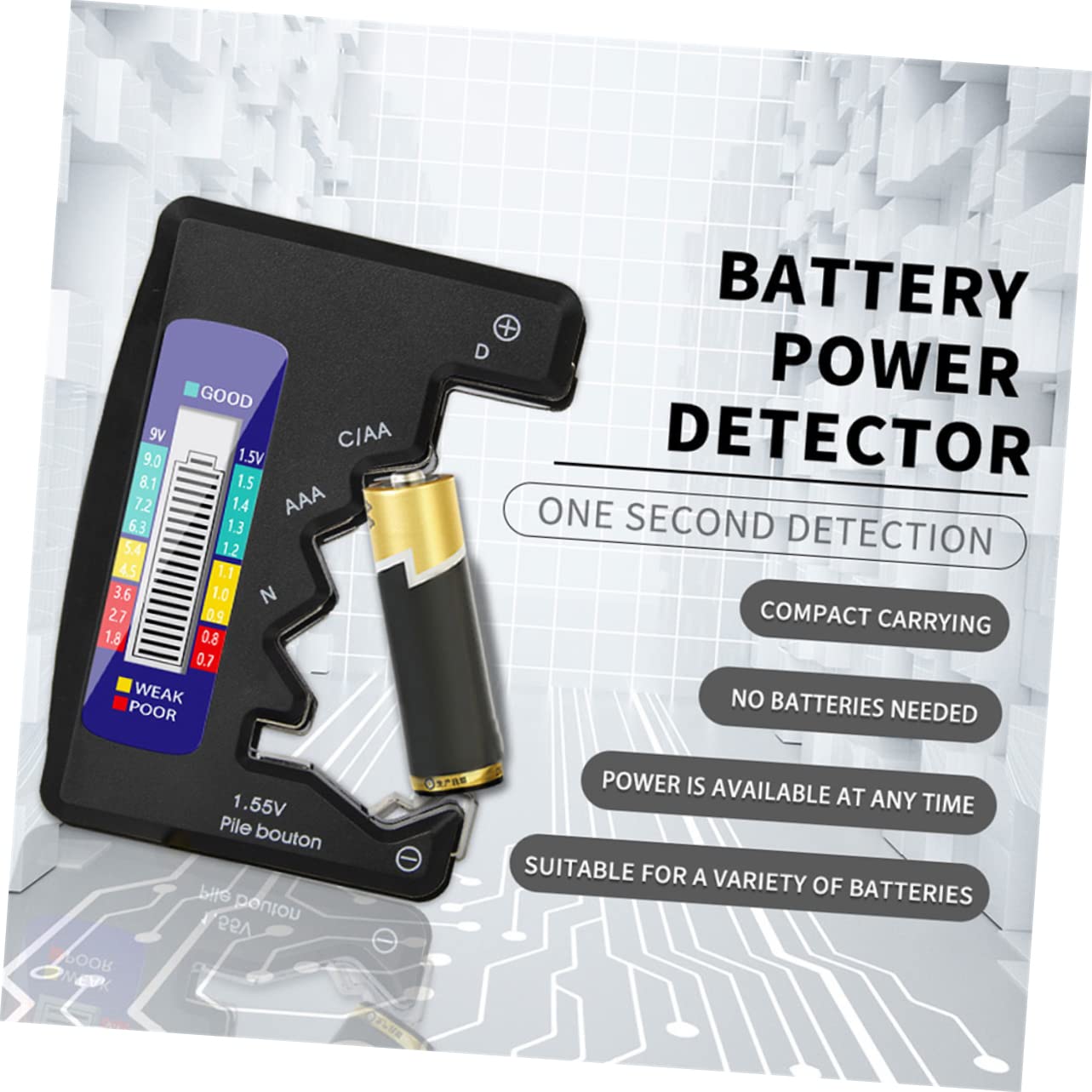 TEHAUX Abs Battery Test Tool Digital Battery Checker Lightweight and Accurate for Car Motorcycle and