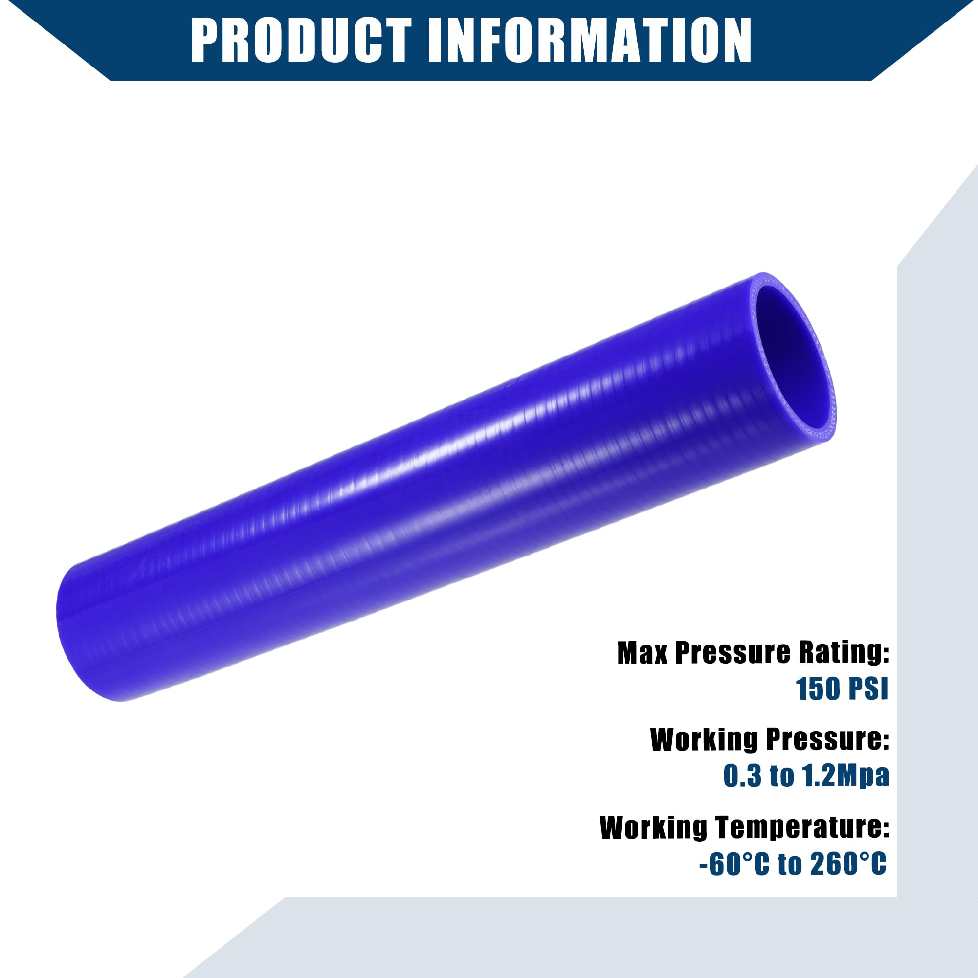 GASHER Straight Silicone Hose - 2 Inch ID, 12 Inch Length, 4-Ply, With 2 T-Bolt Clamps For Turbo/Intercooler