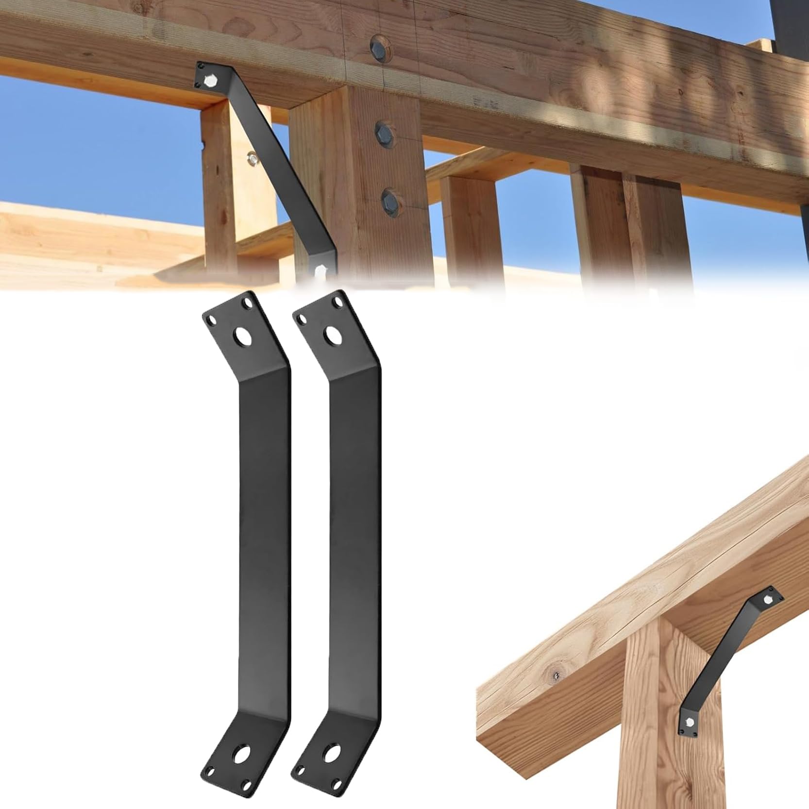 LQSYBHD 45-Degree Angle Corner Braces Inside Joint Pergola Kit Heavy Duty Connector for Wood Post and Beam Desk Edge Box Gazebo DIY Kit 45 Degree Corner Brace(Size:2pcs)