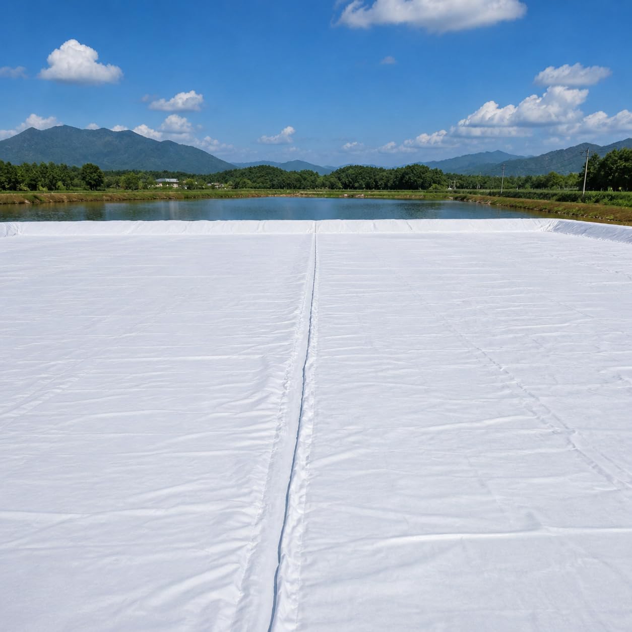 Malla geotextil de polipropileno no tejida, blanca, permeable, alta resistencia, para jardines, drenaje y obra civil, Geomembrana compuesta con sold