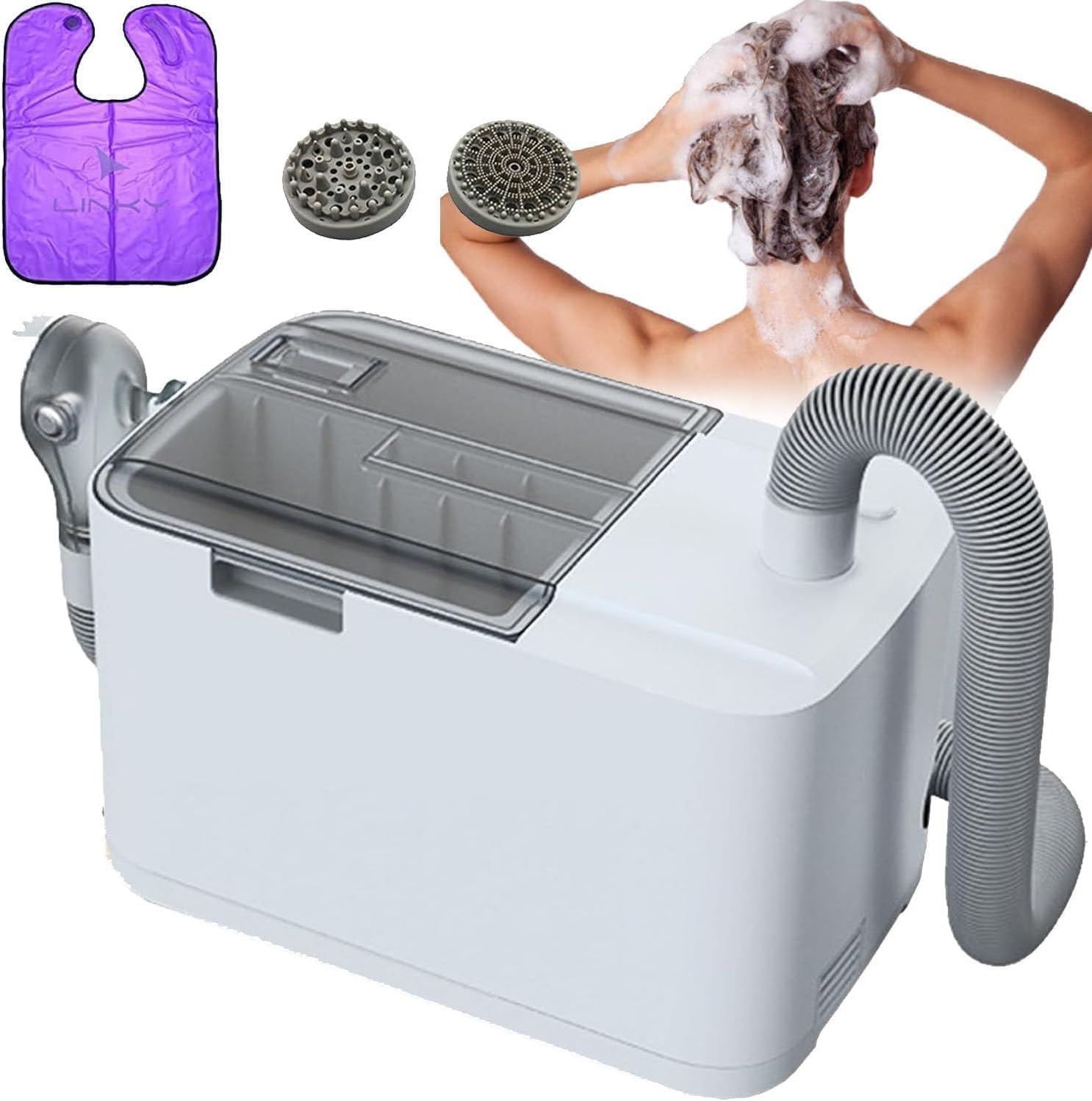 Electric Shampoo Equipment, 5L Electric Intelligent Bedside Shower System, with 2 Massage Heads, for Washing Hair, Suitable for Bedridden Individuals