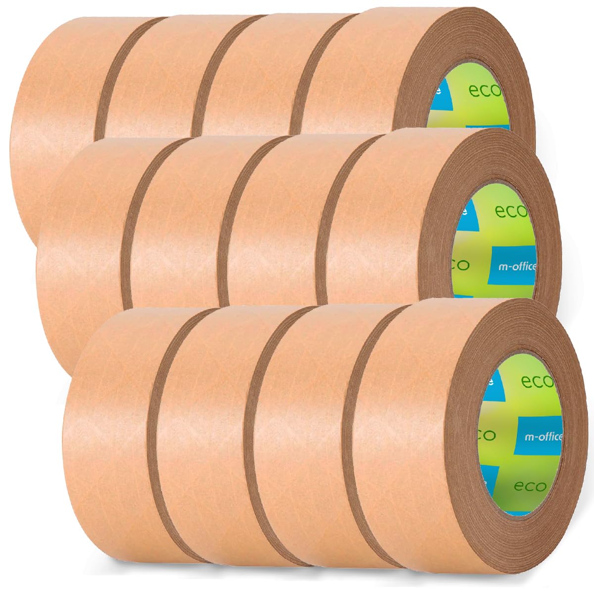 m-office Papierowa taśma klejąca, papier typu kraft, taśma klejąca do opakowań kartonowych, wysyłka, przeprowadzki i majsterkowania, taśma do pakowania, brązowy papier typu kraft, taśma klejąca (12