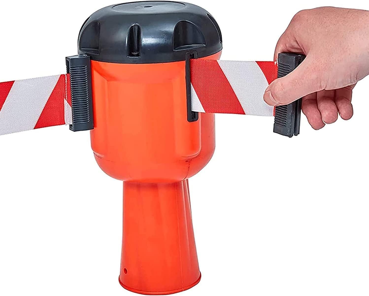 Barrière de sécurité murale rétractable avec sangle de balisage pour cône