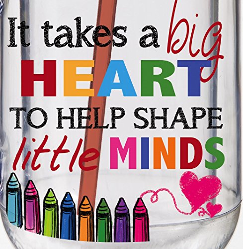 Cypress Home Teacher Appreciation 20 oz Gift Mug It Takes A Big Heart To Help Shape Little Minds | Red | Double Wall Insulated Mason Jar With Straw | 6.25-in Tall x 5-in Wide - Image 3