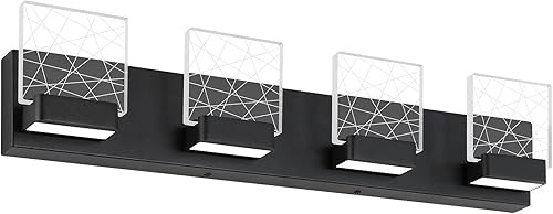 Aipsun Accesorios de iluminación de tocador de baño negros modernos accesorios de iluminación LED vanidad para baño 4 luces vanidad iluminación 6000