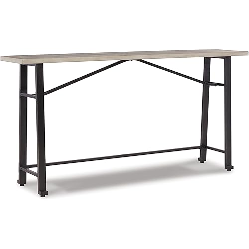 Signature Design by Ashley Karisslyn Urban Industrial Counter Height Long Table, Black & Beige