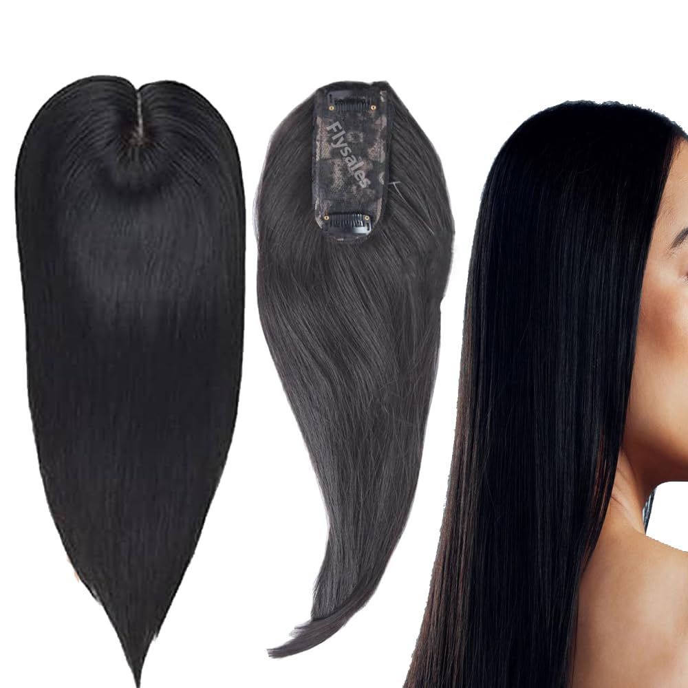 Flysales® Women Hair Toppers 18 inch Invisible Seamless Volumizer 2 Clip in Hair Extension With Thinning Natural Black Color Hairpieces for Adding Hair Volume for Daily Use.-image-9