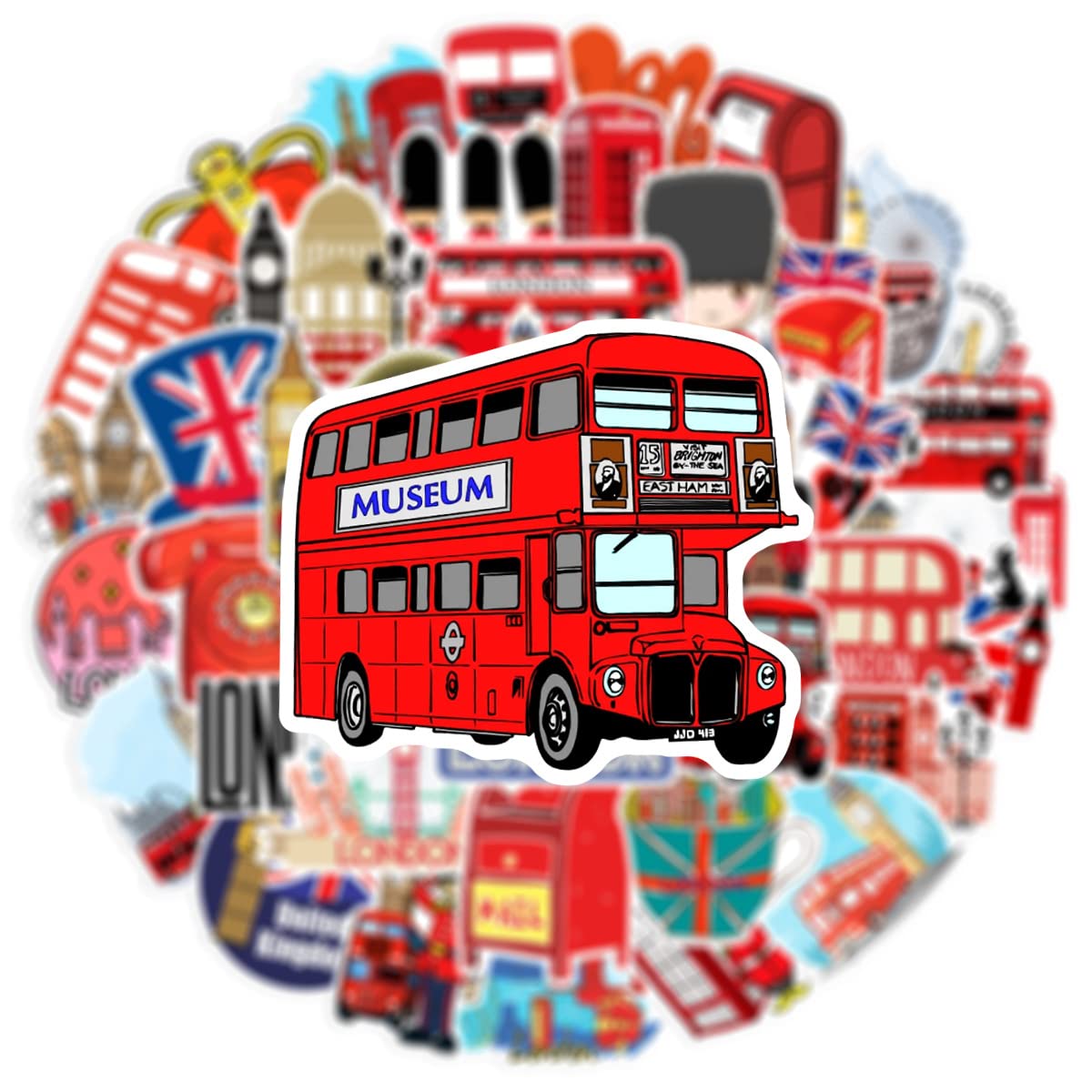 Adesivi Londra - 100 Pezzi Con Bus Rosso E Simboli Inglesi Per Decorare - Foto 10