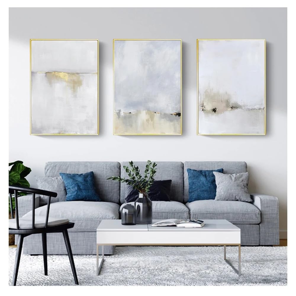 WUHBCZ Art Pictures-Grey Poster Wall Art Abstract Art Prints Posters Canvas Painting Pictures Artwork for Living Office Bedroom Room Home Decoration-40 * 60cm/3PCS (No Frame)