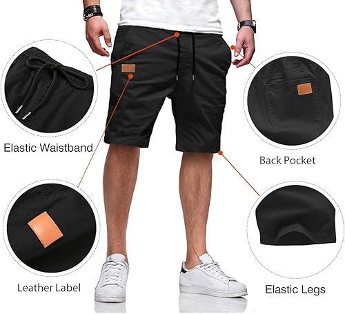 Miniatura 3 de JMIERR Men's Casual Shorts - Cotton Drawstring Summer Beach Stretch Twill Chino Golf Shorts