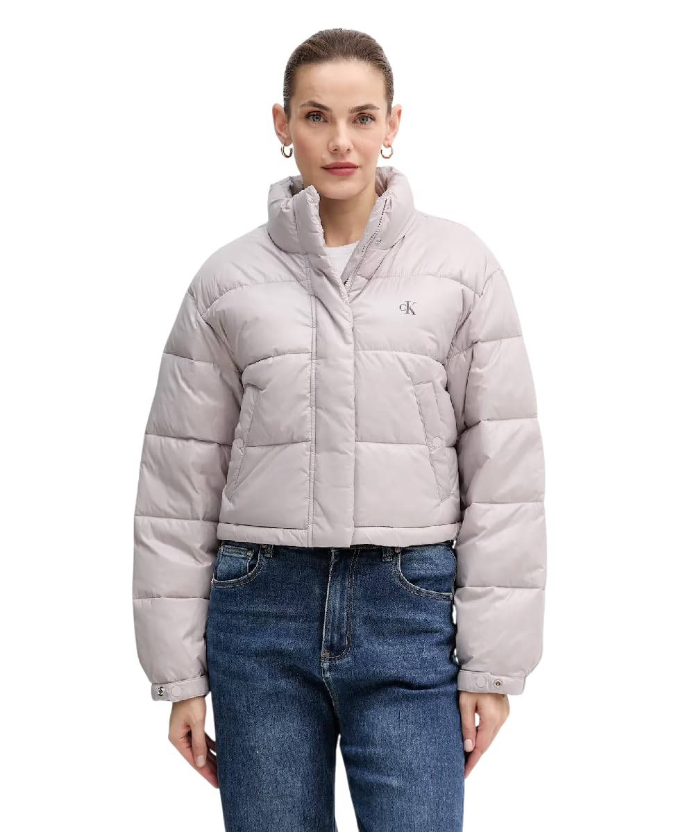 Calvin Klein Donna Piumino Shine Corto, Grigio (Gull Gray), S