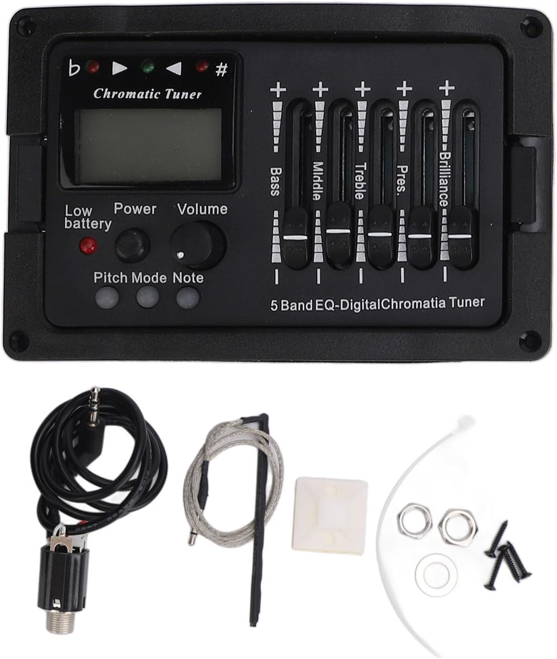 5 Band Guitar Preamp EQ Equalizer Professional Acoustic Preamplifier with Tuner