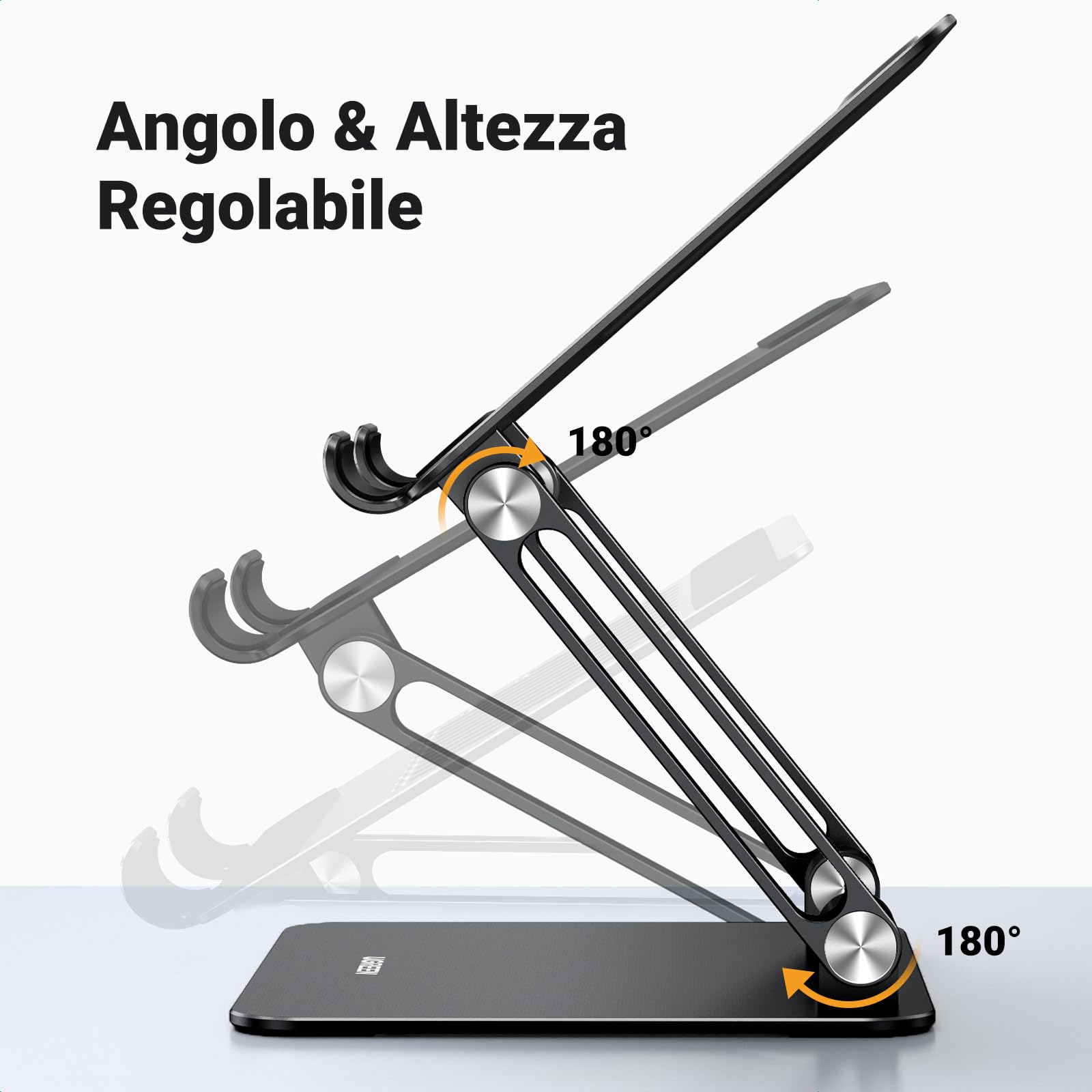 UGREEN Supporto per Tablet da 4,7" a 12,9" Universale, Porta Cellulare da Tavolo Regolabile Pieghevole per iPad 2022, MatePad, Galaxy Tab, Xiaomi Pad, iPhone 16 Plus Pro Max Nero