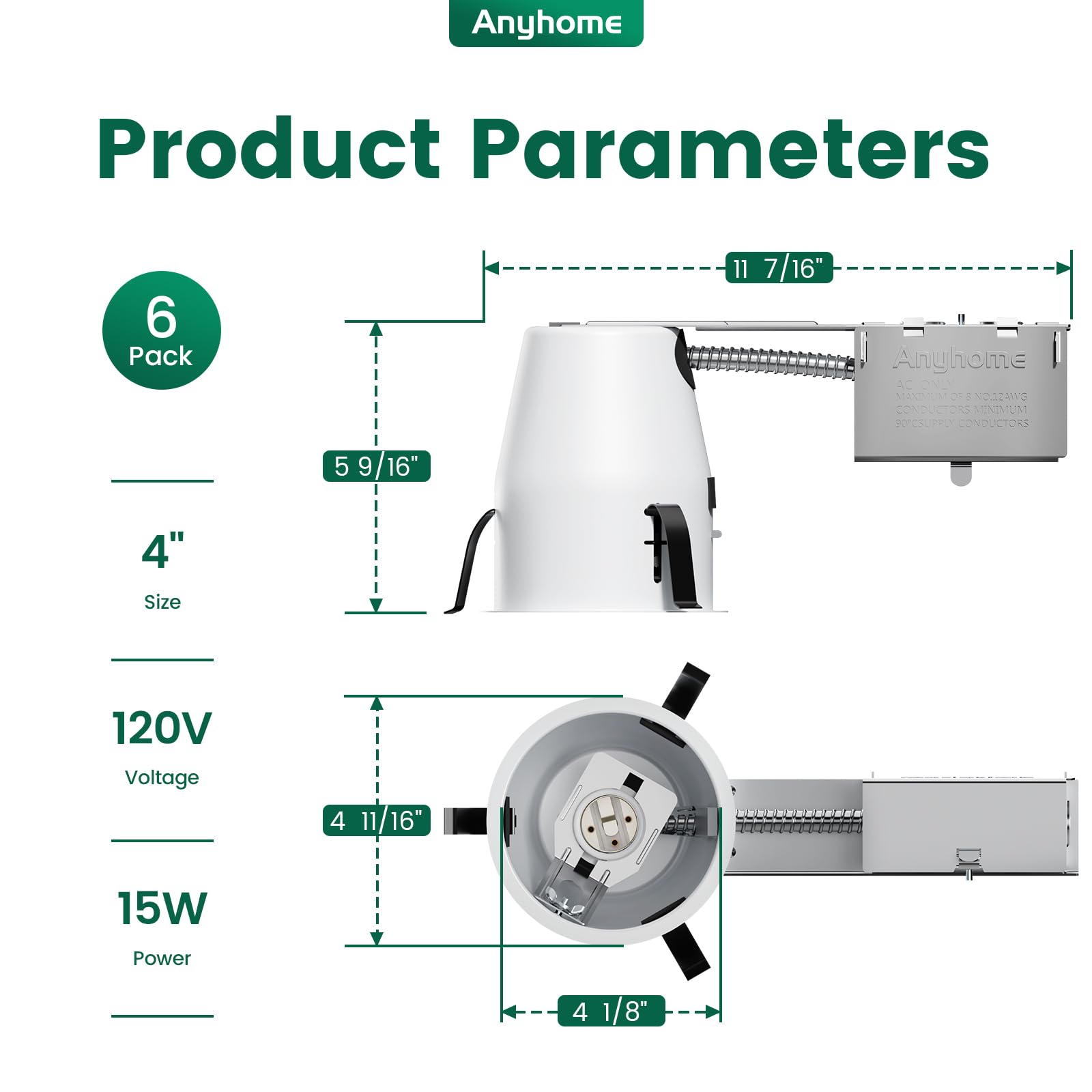 Recessed Lighting Housings - 6 Pack -5 Recessed Lighting Housings - 6 Pack -5