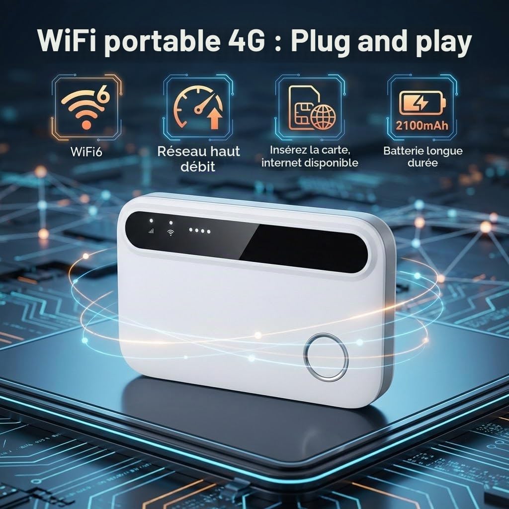 Routeur WiFi Portable - Hotspot Carte SIM, Internet Mobile Jusqu'à 300 Mbps,Convient pour Les Voyages et Le Travail Extérieur, Prend en Charge la Connexion Simultanée de Jusqu'à 10 Appareils
