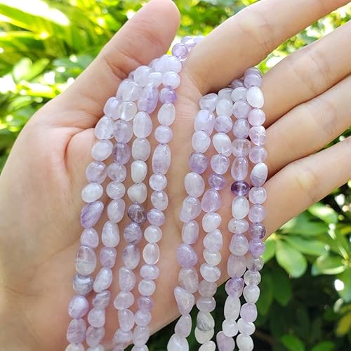 Miniatura 4 de Adabele GZ11-19 - 3 hebras de piedras preciosas curativas de jade lavanda morado natural de 0.236 in a 0.315 in, forma libre, cuentas ovaladas