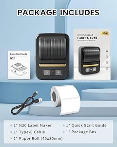 NDYIN Label Makers, Label Maker Machine with Tape, Bluetooth Label Maker, Portable Thermal 2 Inch Label Printer for Small Business, Barcode, Address, Logo, Clothing, Sticker Printer for Phones & PC