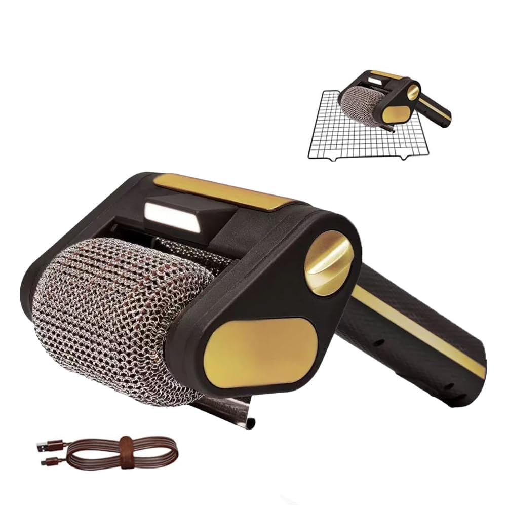 Brosse de gril à rotation Saker pour enlever la graisse brûlée sans frotter
