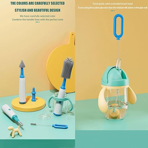 Miniatura 7 de Honboom - Cepillo eléctrico para biberones, limpiador de biberones, recargable, impermeable, de dos velocidades, modo de limpieza, cepillo de pezón