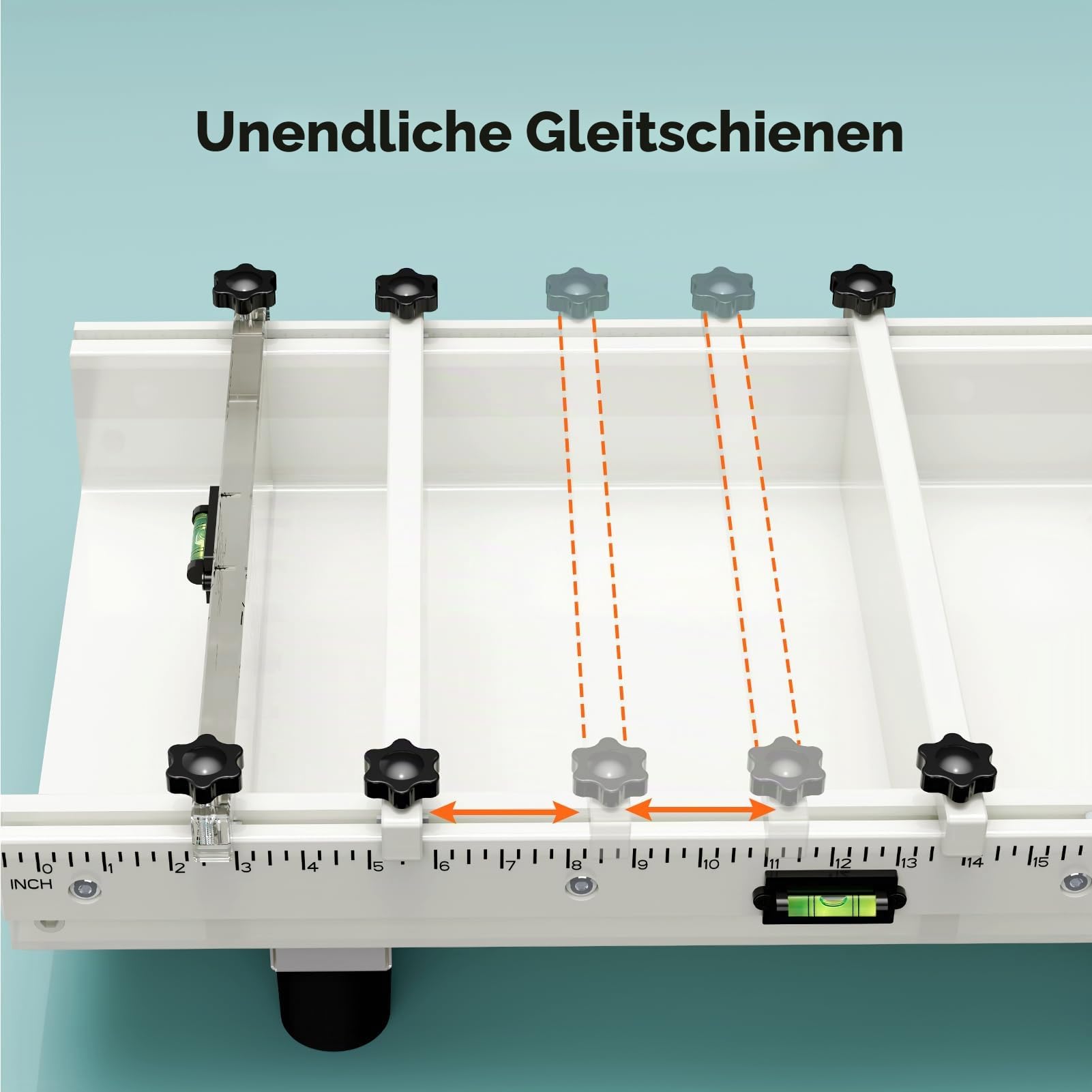 Resiners Epoxidharz-Form mit verstellbarer Trennwand, 61 x 30,5 x 7,6 cm, mit Wasserwaage, Füllklemmsystem und transparenter Tiefenplatte, ideal